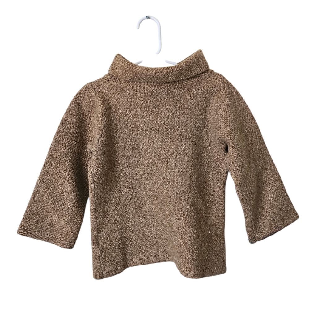 Boden Girls Wool Cotton Blend Tan Textured Knit Cozy Sweater, Size 4 - Picture 6 of 7